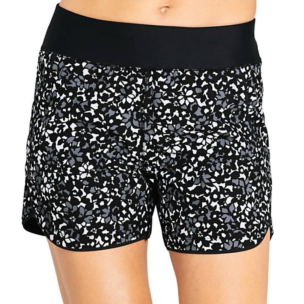 Lands' End Women's SunShade UPF 50 swimming short with Panty - 4 - Black/White